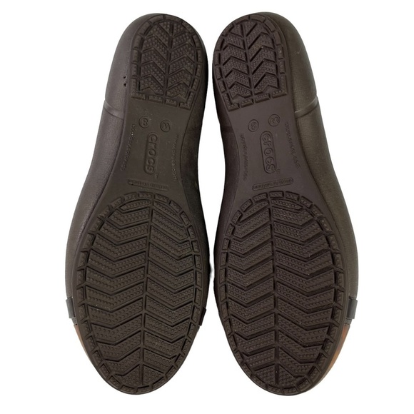 CROCS Cap Toe Tortoise Flats Slip On Womens Brown Size 8 - Picture 10 of 11